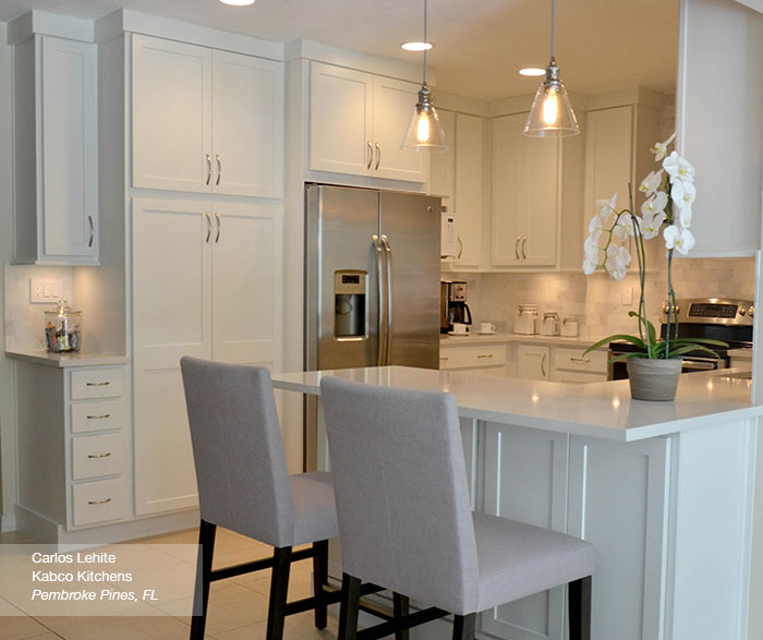 White Shaker kitchen cabinets in the Arbor door style