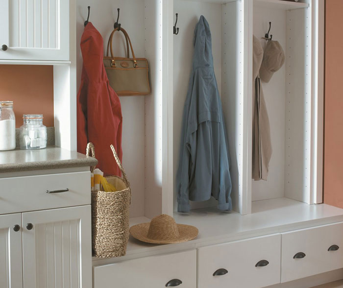 White Beadboard Cabinets In A Laundry Room Homecrest
