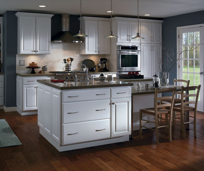 white thermofoil kitchen cabinets - homecrest