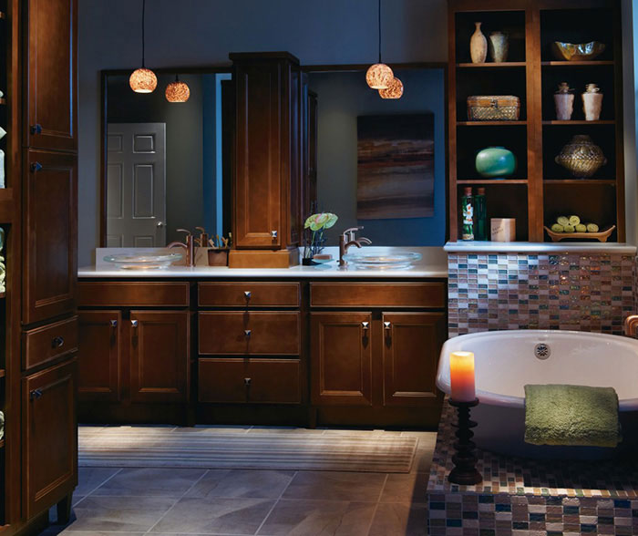 Dark Maple Bathroom Cabinets Homecrest Cabinetry