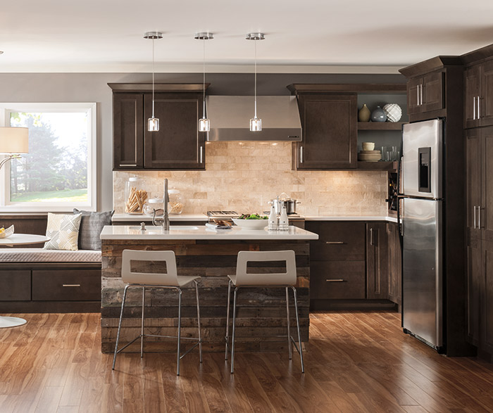 Dark Maple Cabinets in Casual Kitchen - Homecrest