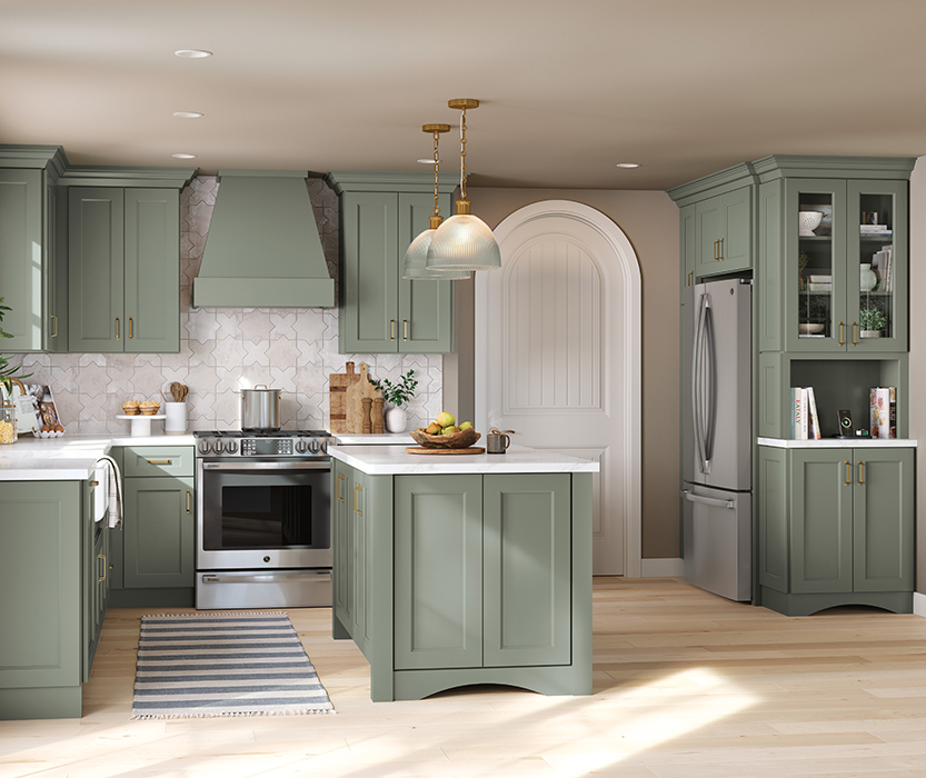 Fashionable Kitchen Cabinets in a Stylish Green Color