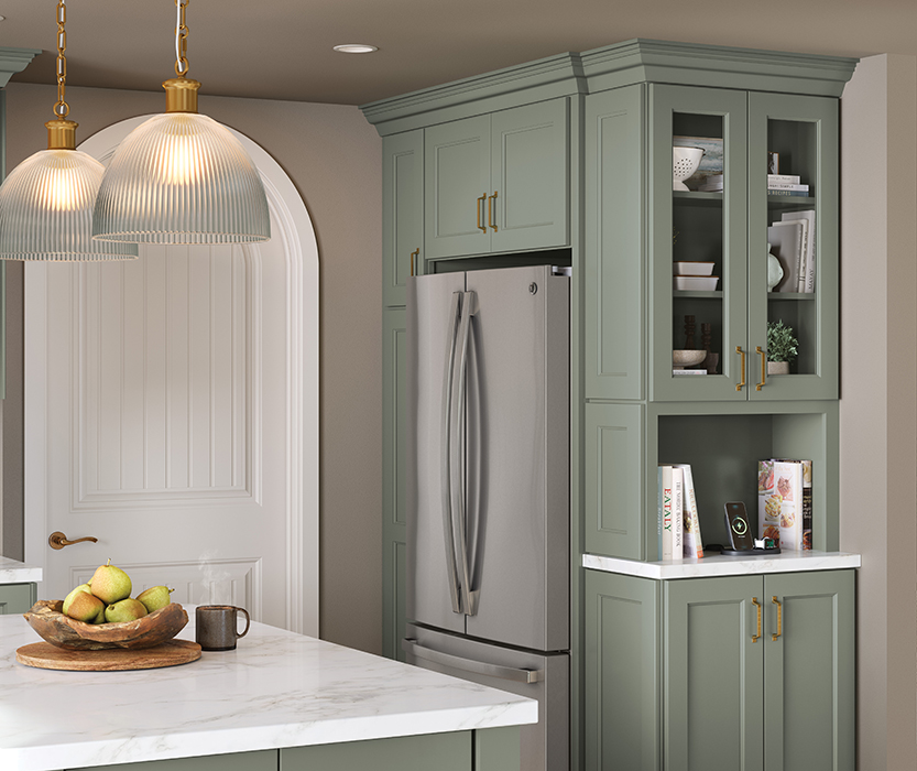 Fashionable Kitchen Cabinets in a Stylish Green Color